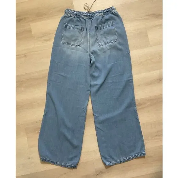 Loft The Palazzo Womens Zip Up Denim Palazzo Pants Light Wash Size 12 - Picture 2 of 12